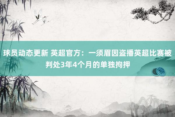 球员动态更新 英超官方：一须眉因盗播英超比赛被判处3年4个月的单独拘押