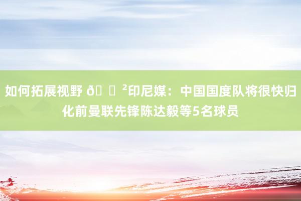 如何拓展视野 😲印尼媒：中国国度队将很快归化前曼联先锋陈达毅等5名球员