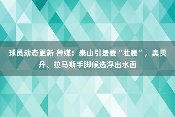 球员动态更新 鲁媒：泰山引援要“壮腰”，奥贝丹、拉马斯手脚候选浮出水面