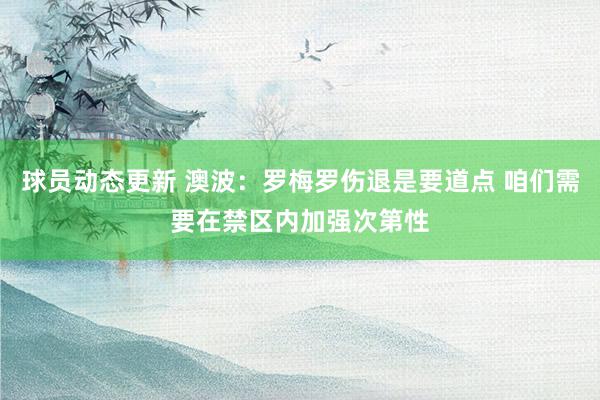 球员动态更新 澳波：罗梅罗伤退是要道点 咱们需要在禁区内加强次第性